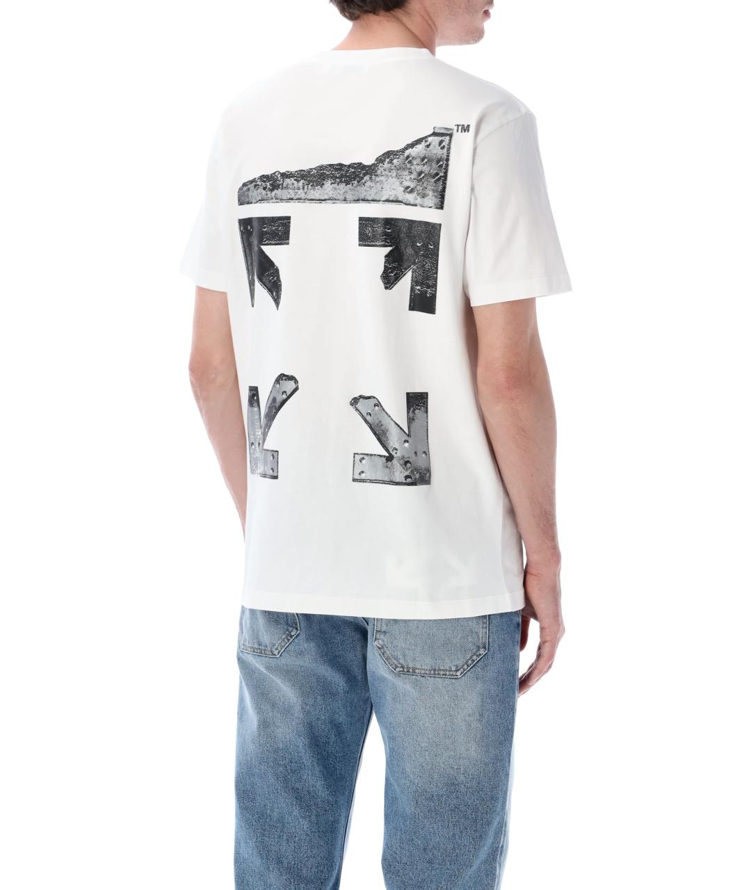 OFF-WHITE Белая хлопковая футболка, фото 2
