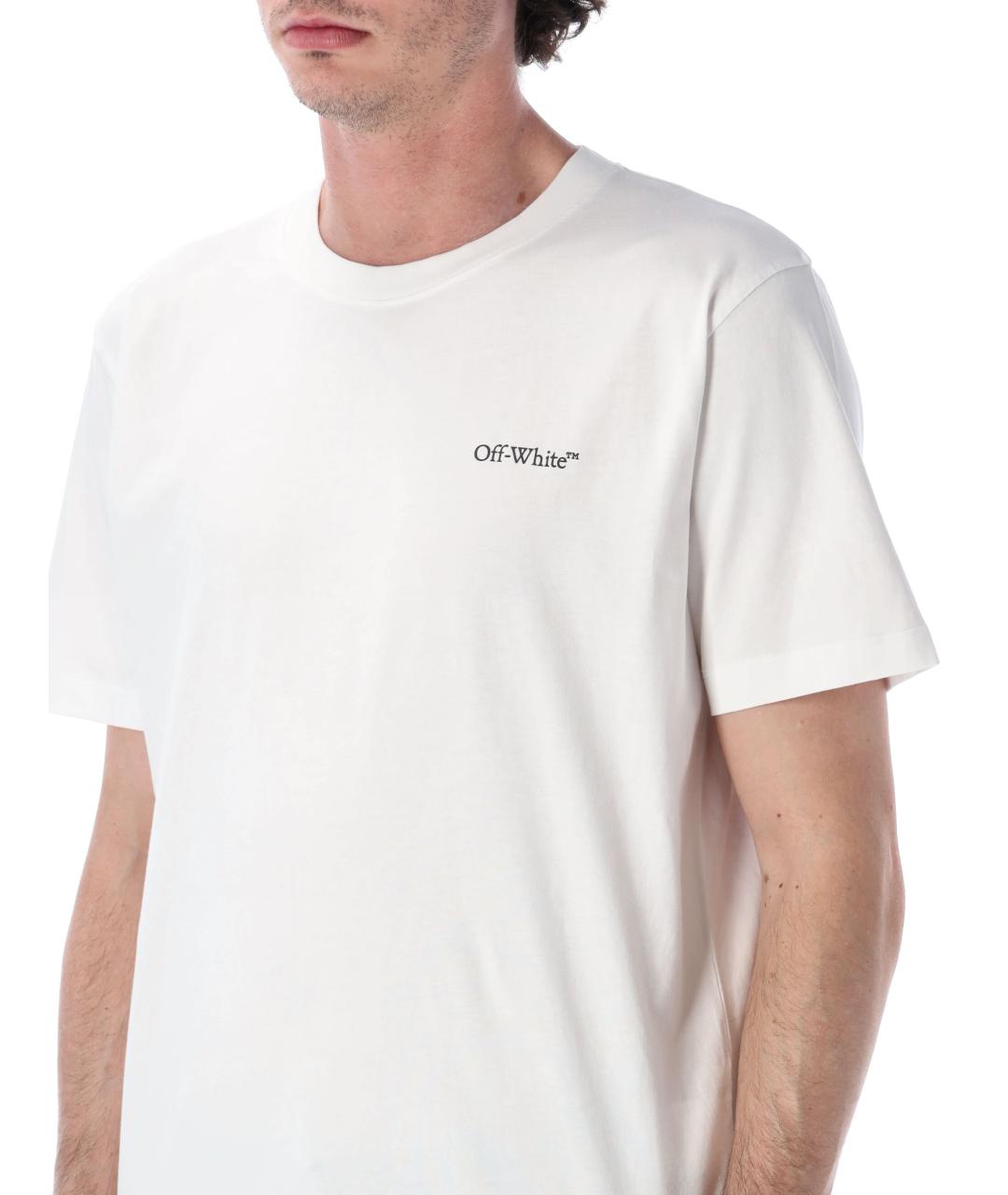 OFF-WHITE Белая хлопковая футболка, фото 3