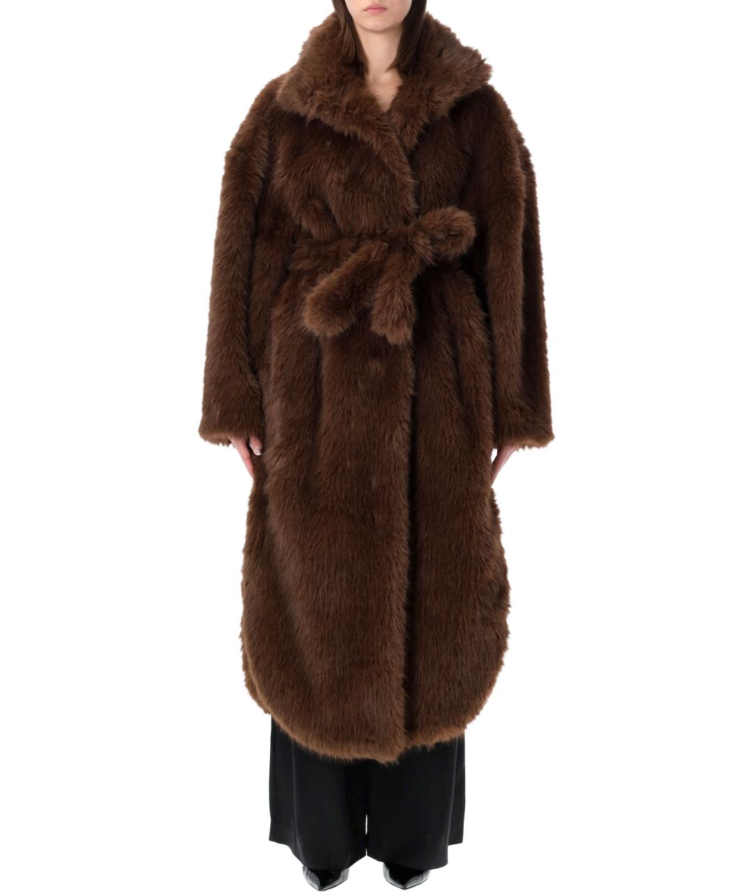 THE FRANKIE SHOP Коричневая полиэстеровая шуба, фото 1