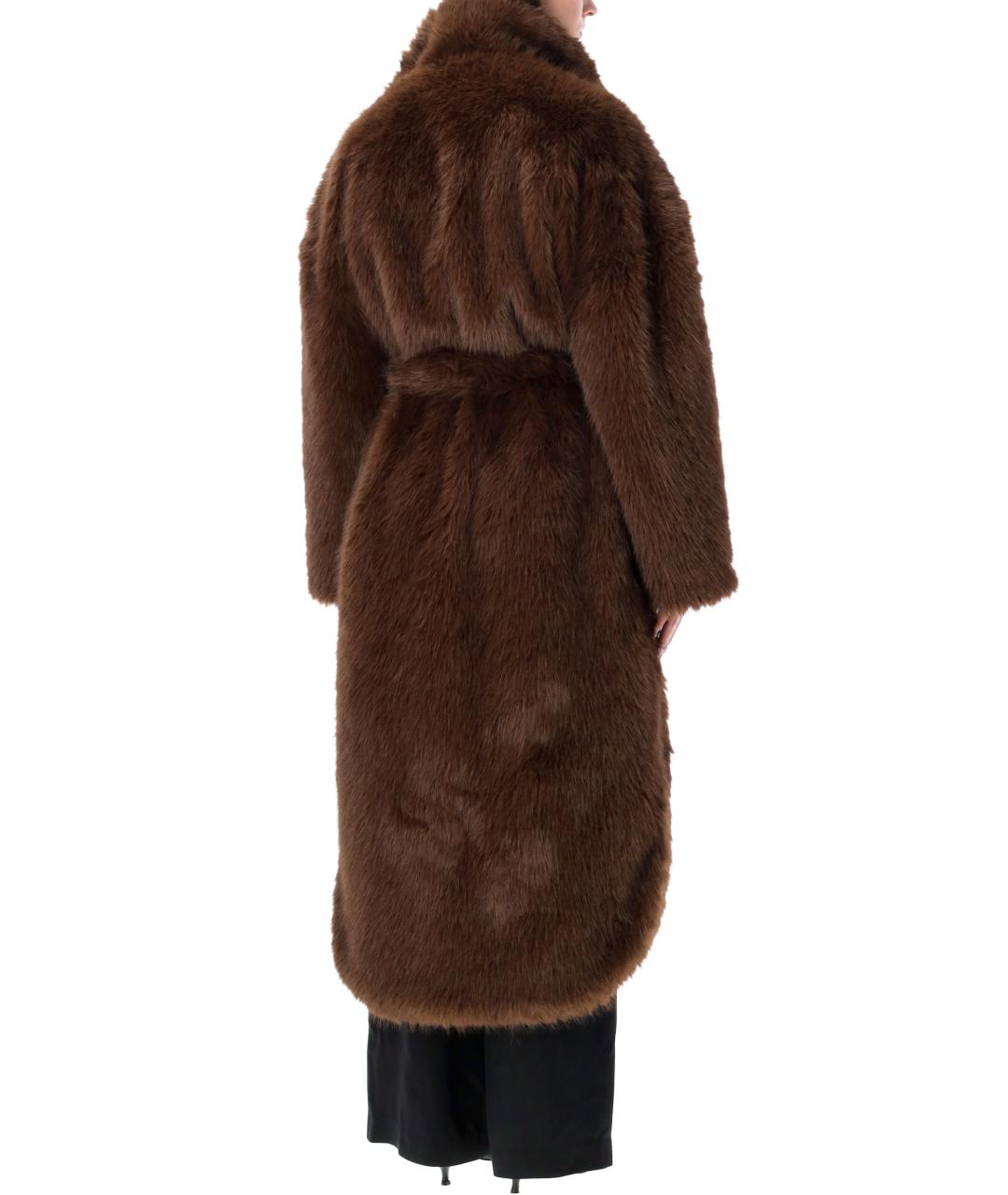 THE FRANKIE SHOP Коричневая полиэстеровая шуба, фото 2