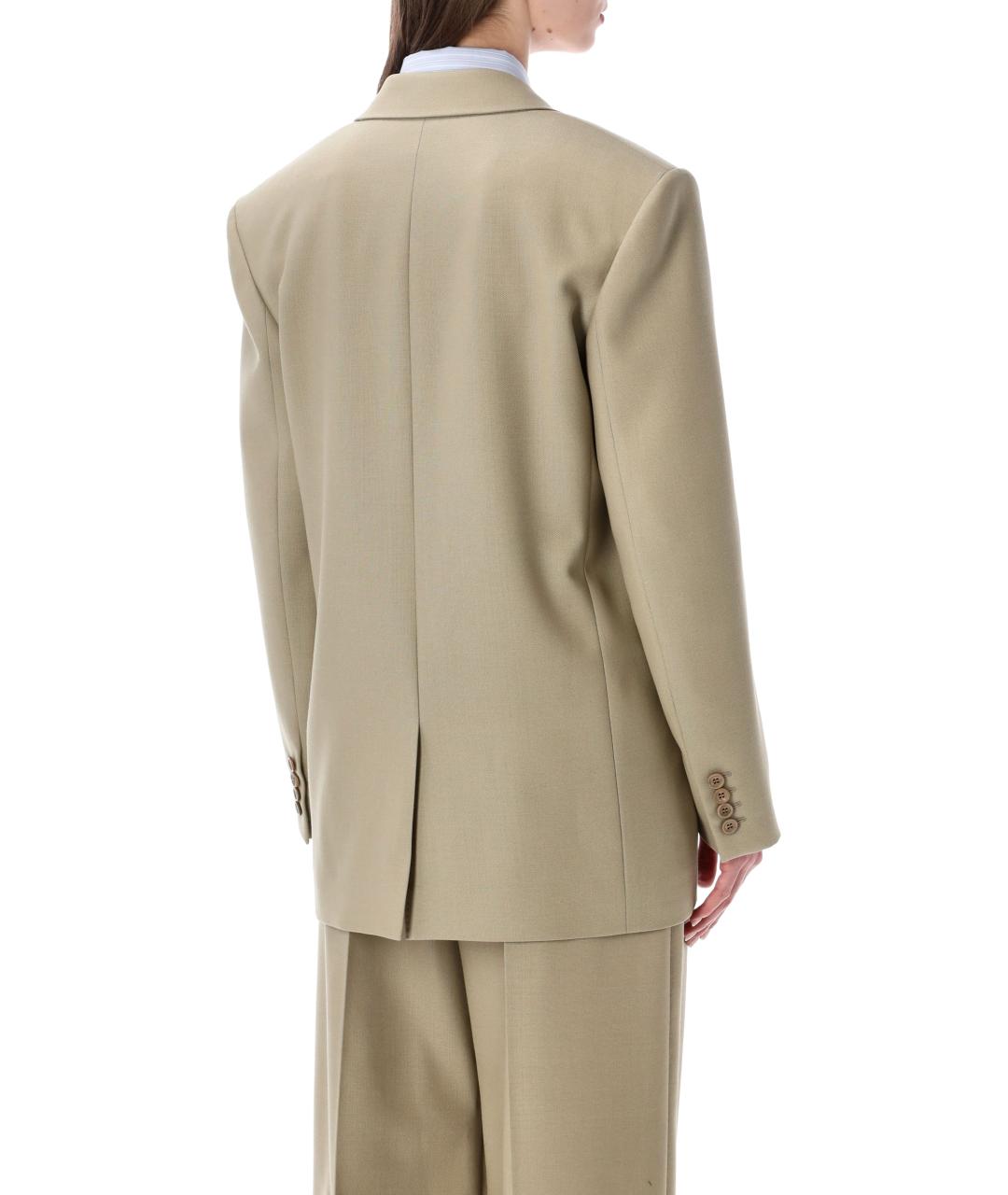 SAINT LAURENT Бежевый шерстяной жакет/пиджак, фото 2
