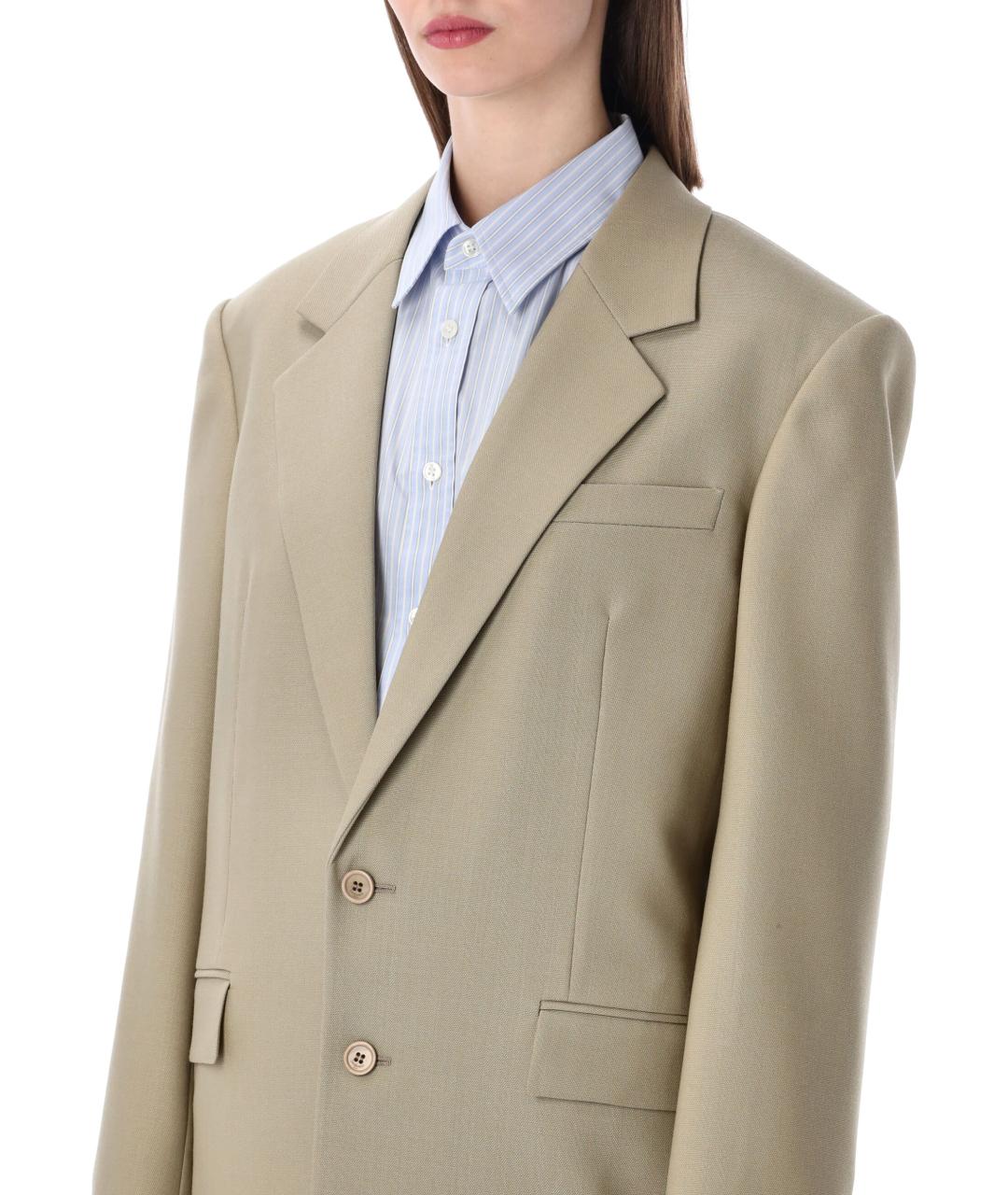 SAINT LAURENT Бежевый шерстяной жакет/пиджак, фото 3