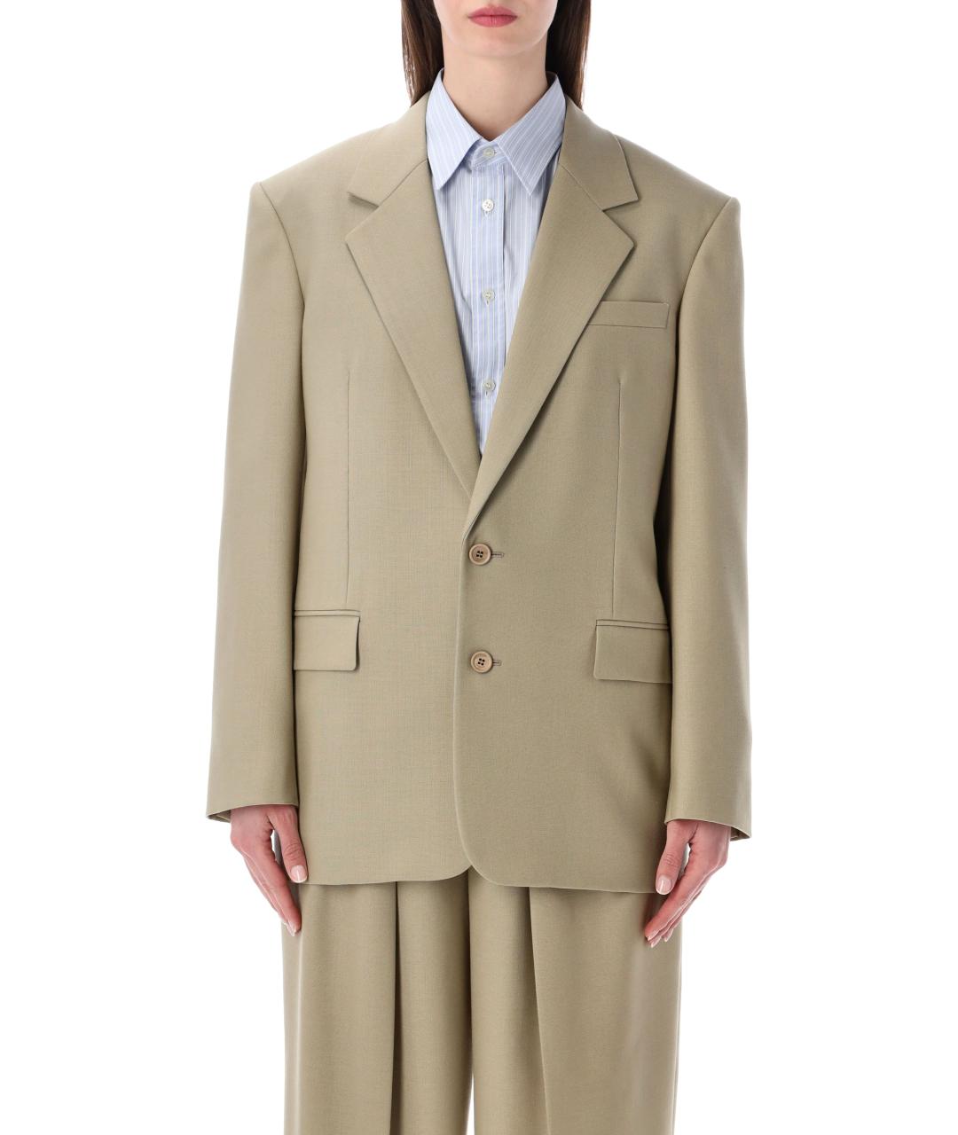 SAINT LAURENT Бежевый шерстяной жакет/пиджак, фото 1