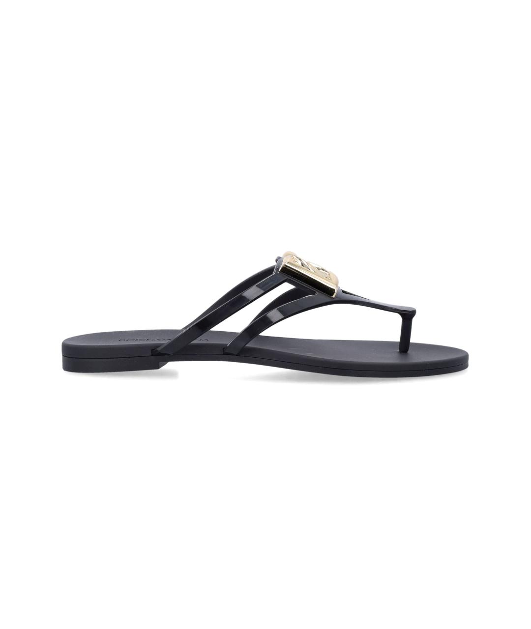 DOLCE&GABBANA Черные резиновые шлепанцы, фото 4