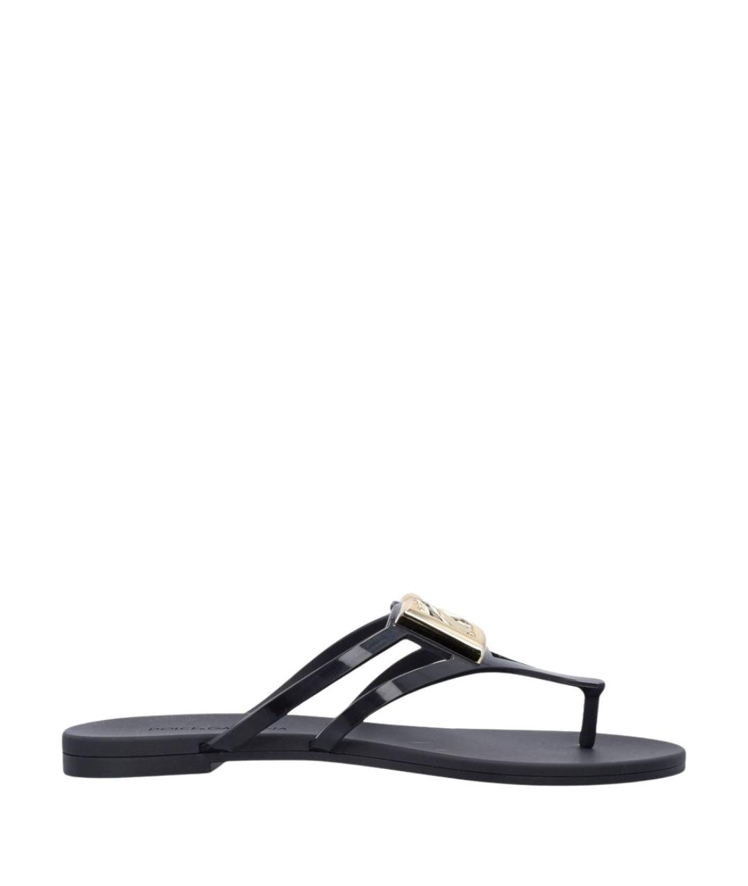 DOLCE&GABBANA Черные резиновые шлепанцы, фото 1