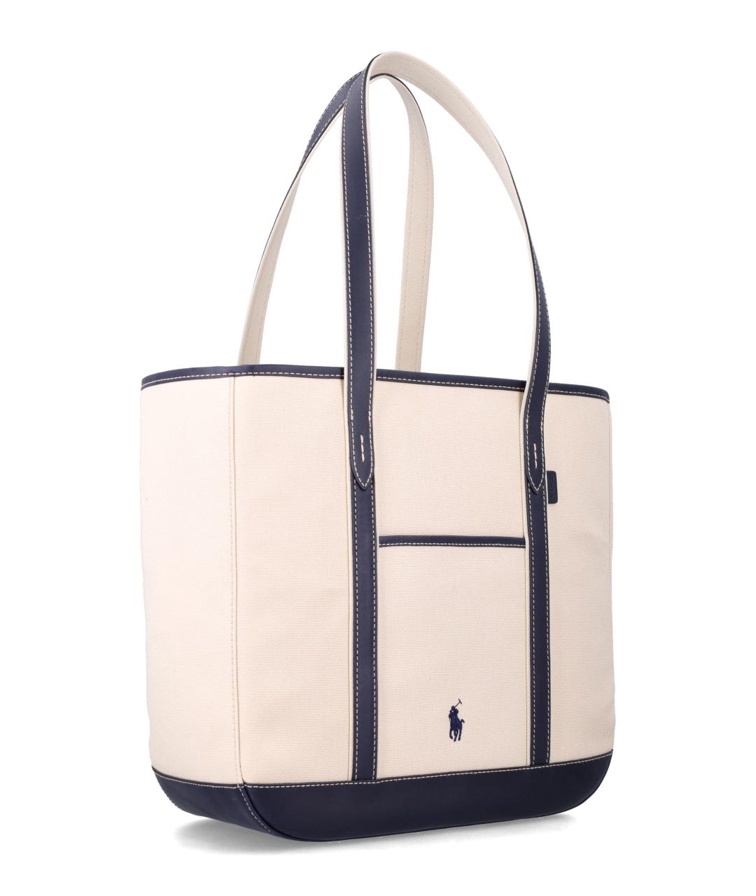POLO RALPH LAUREN Бежевая хлопковая сумка тоут, фото 2