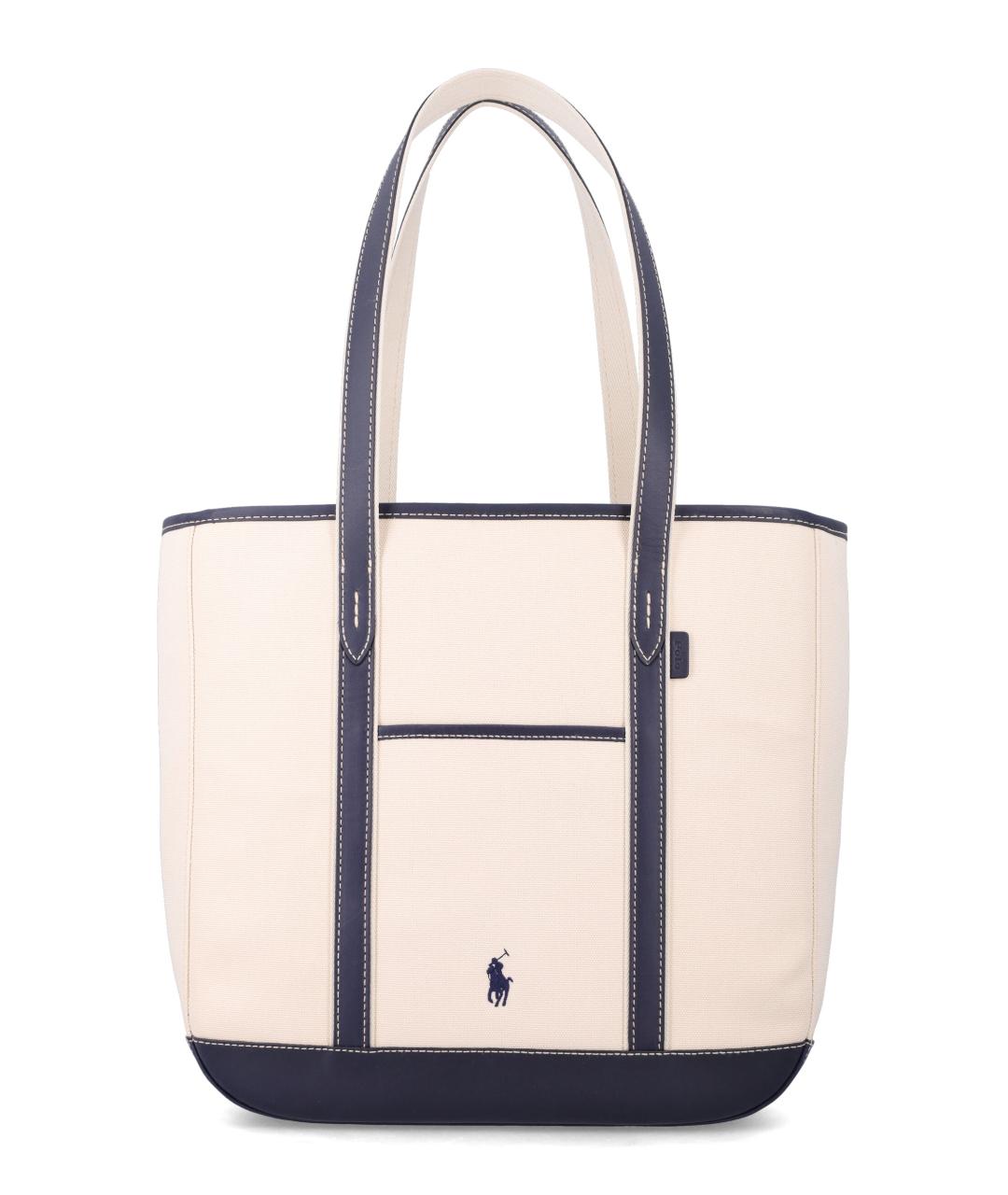 POLO RALPH LAUREN Бежевая хлопковая сумка тоут, фото 1