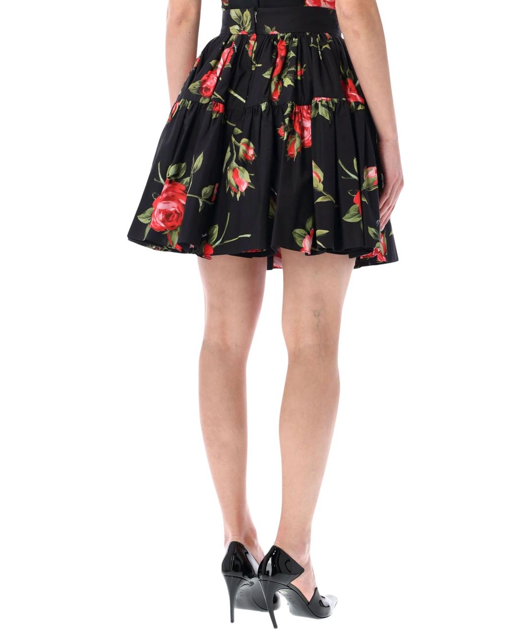 DOLCE&GABBANA Черная хлопковая юбка мини, фото 2