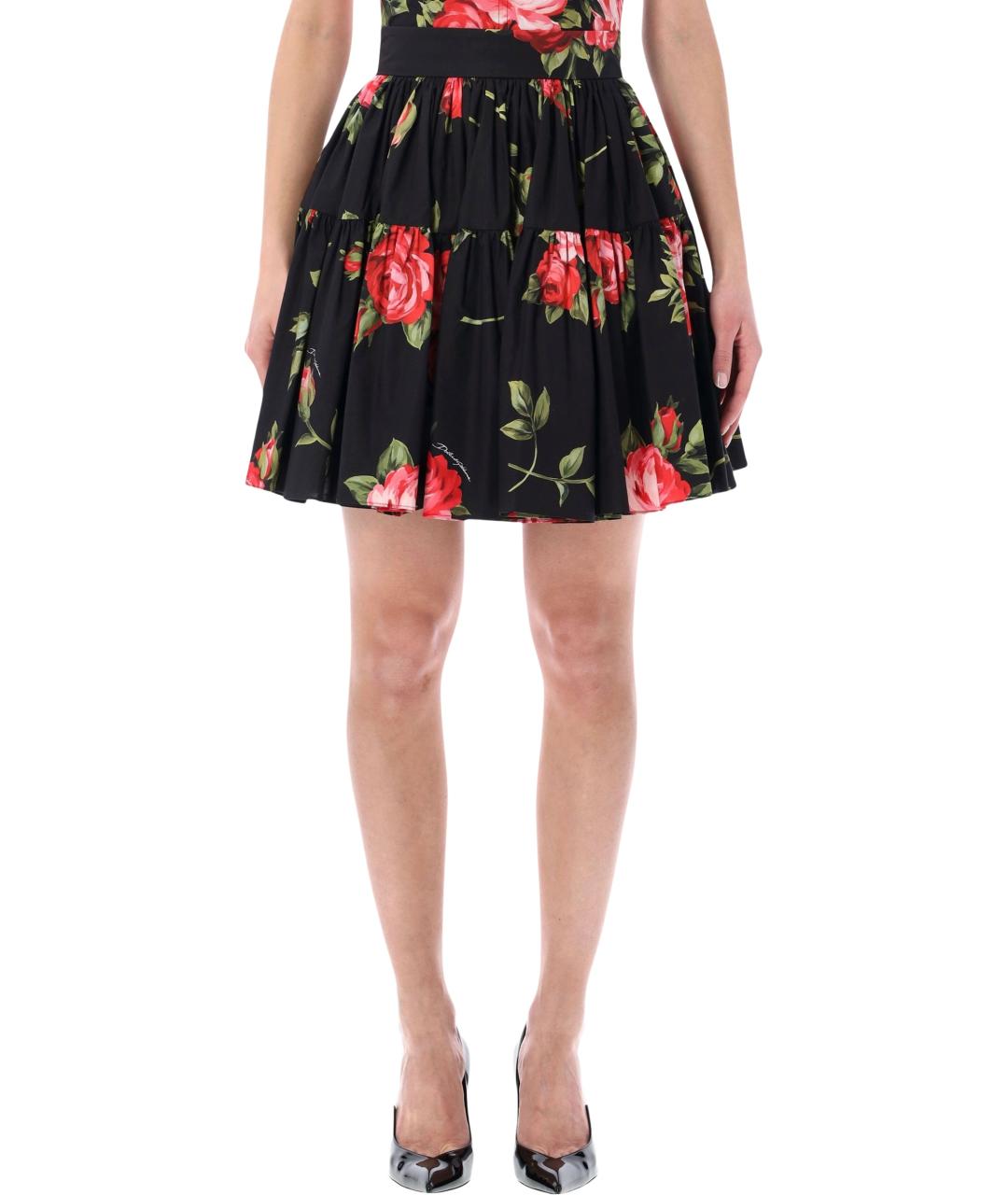 DOLCE&GABBANA Черная хлопковая юбка мини, фото 1