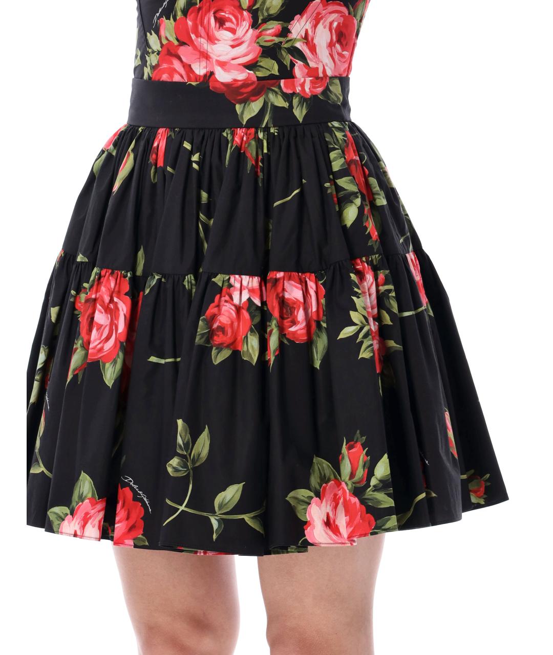 DOLCE&GABBANA Черная хлопковая юбка мини, фото 3