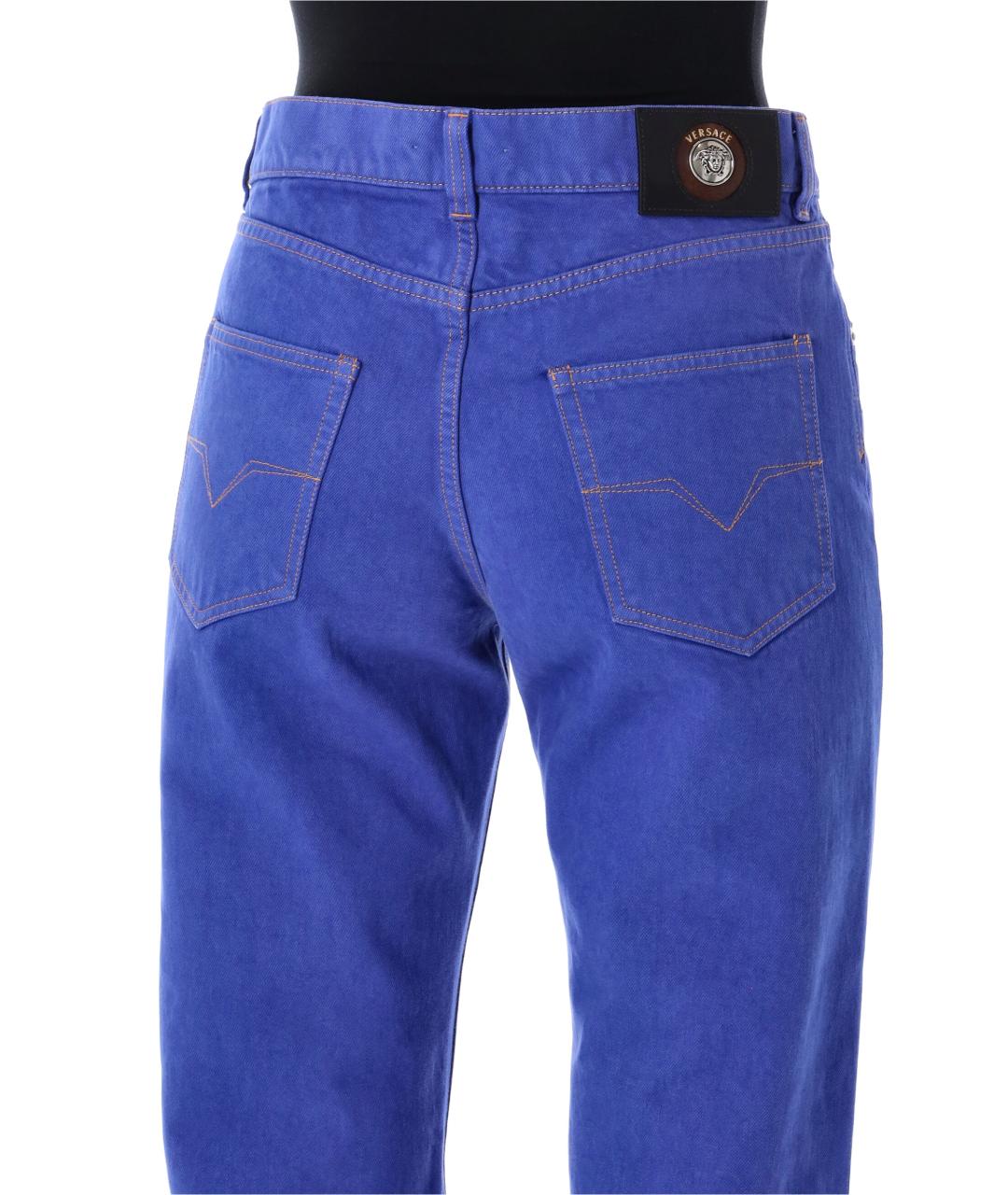 VERSACE Синие хлопковые прямые джинсы, фото 3