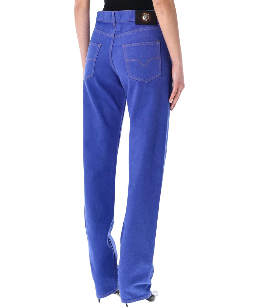 VERSACE Синие хлопковые прямые джинсы, фото 2