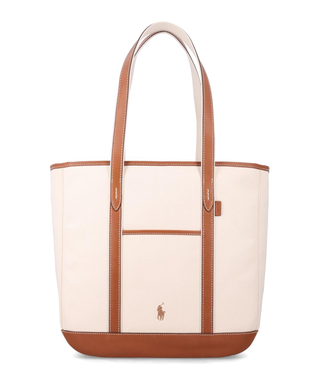 POLO RALPH LAUREN Бежевая хлопковая сумка тоут, фото 1