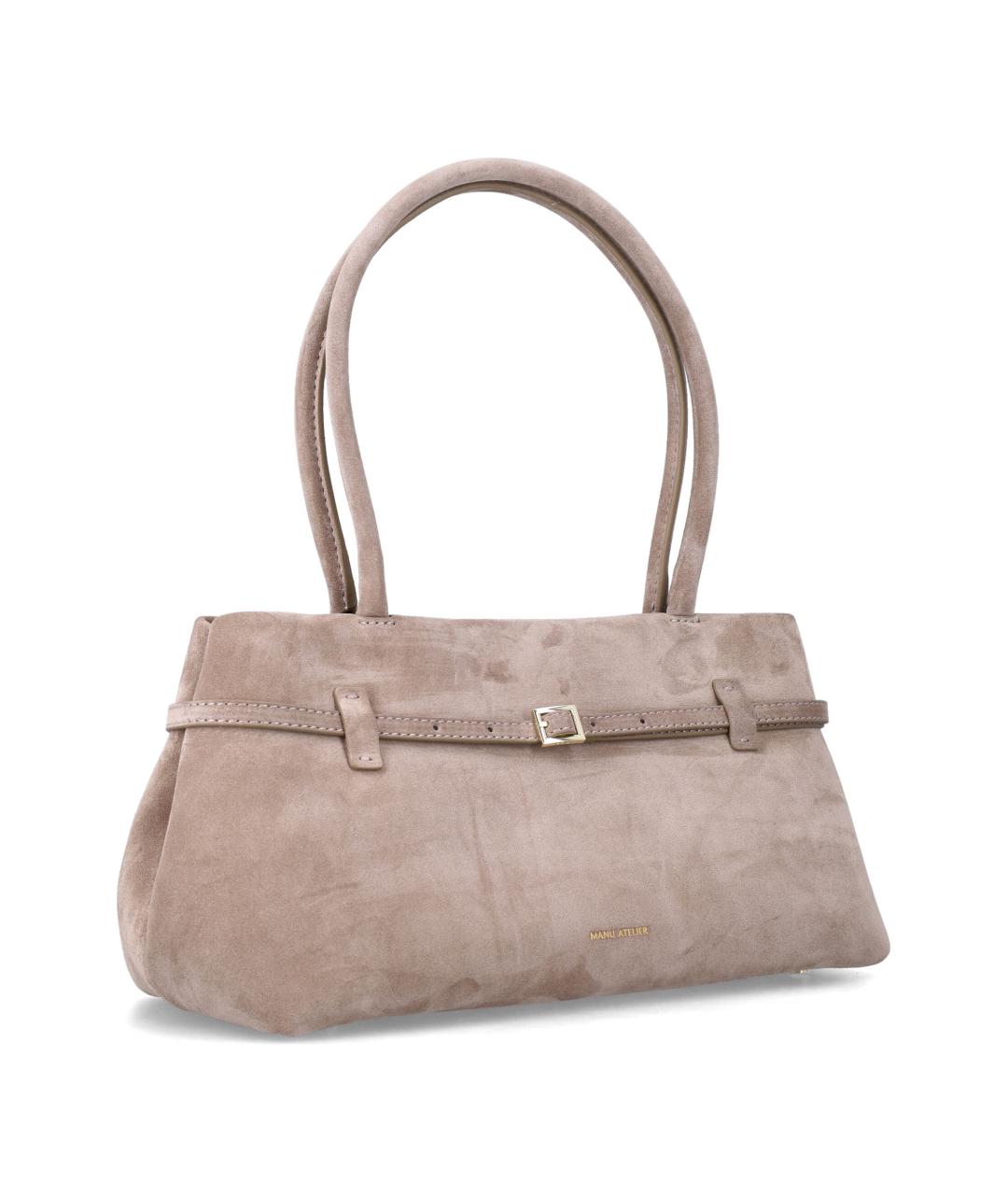 MANU ATELIER Бежевая кожаная сумка через плечо, фото 2