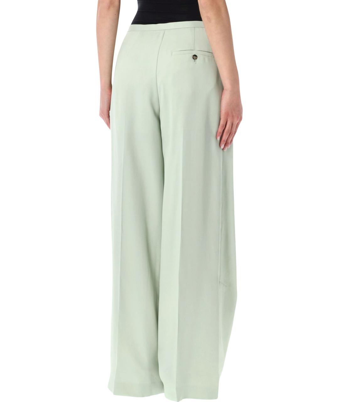 ALBERTA FERRETTI Салатовые вискозные прямые брюки, фото 2