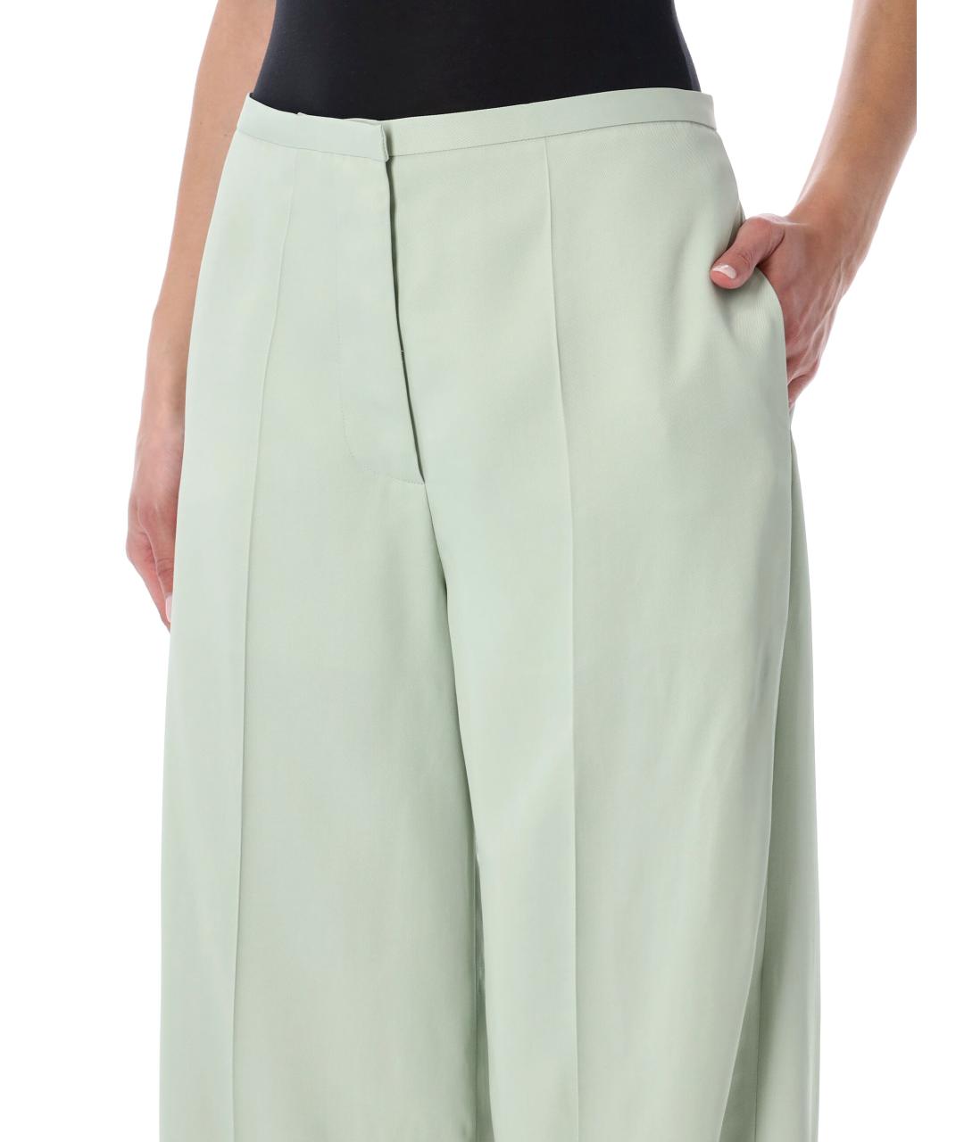 ALBERTA FERRETTI Салатовые вискозные прямые брюки, фото 3