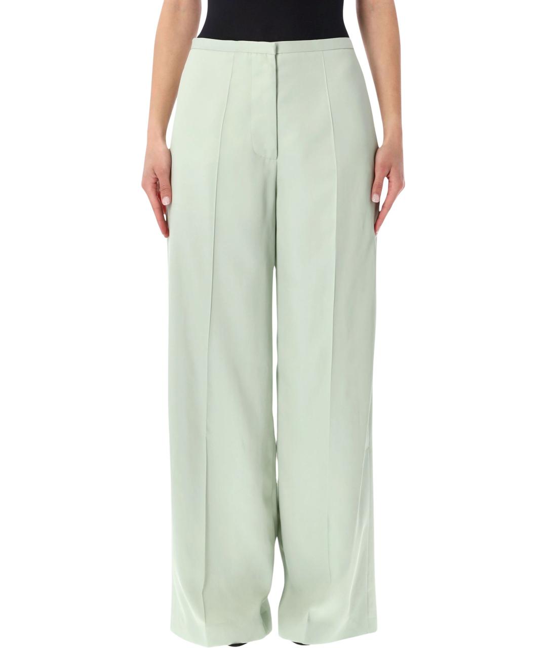 ALBERTA FERRETTI Салатовые вискозные прямые брюки, фото 1