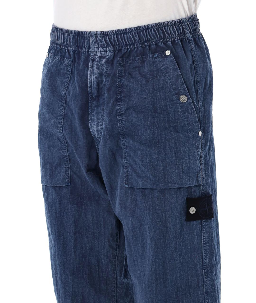 STONE ISLAND Синие полиамидовые повседневные брюки, фото 3