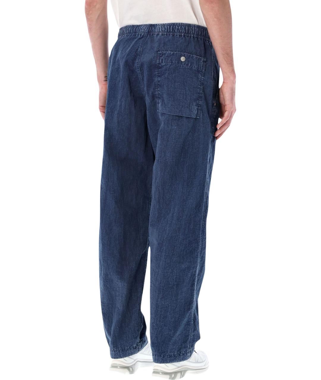 STONE ISLAND Синие полиамидовые повседневные брюки, фото 2