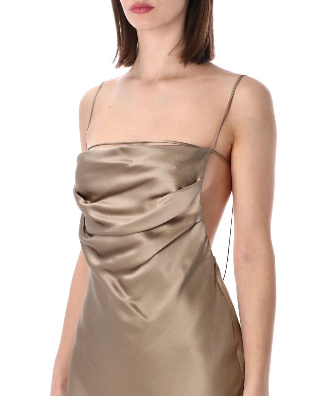 SAINT LAURENT Бежевое шелковое вечернее платье, фото 3