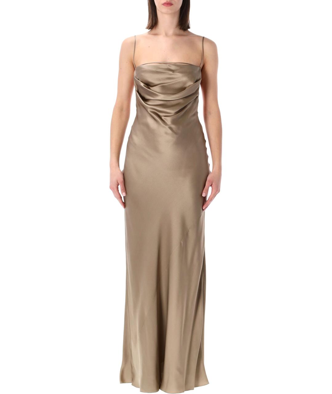 SAINT LAURENT Бежевое шелковое вечернее платье, фото 1
