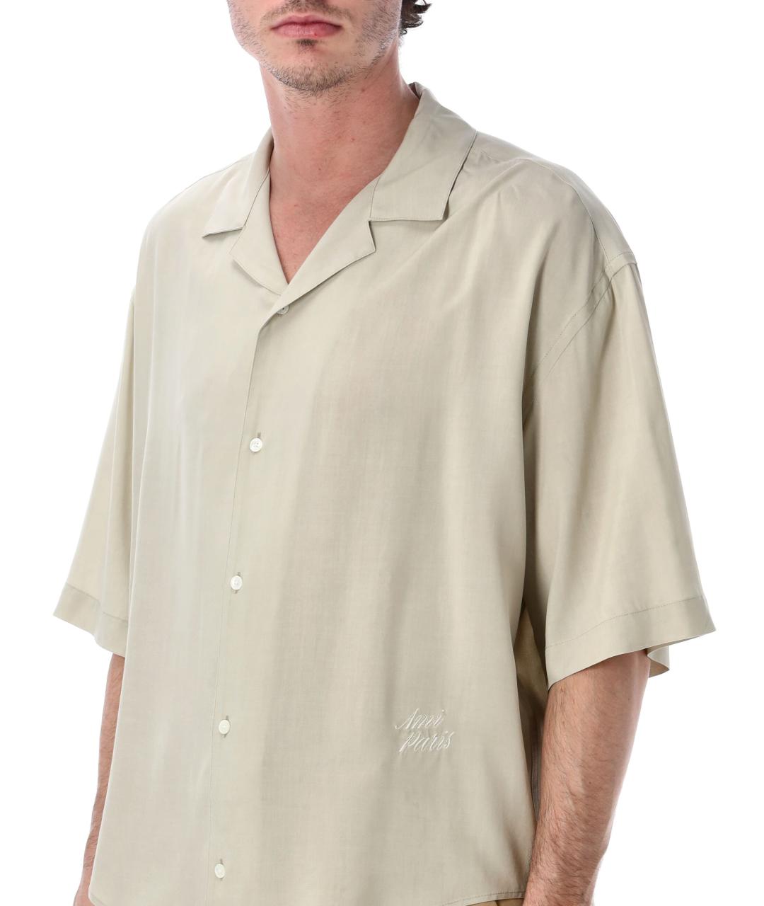 Ami Paris Бежевая шелковая классическая рубашка, фото 3