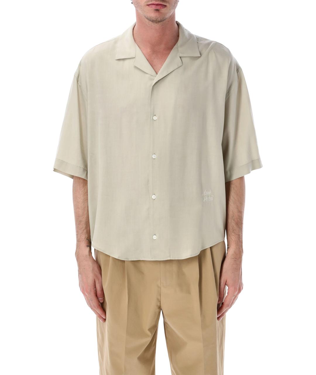Ami Paris Бежевая шелковая классическая рубашка, фото 1