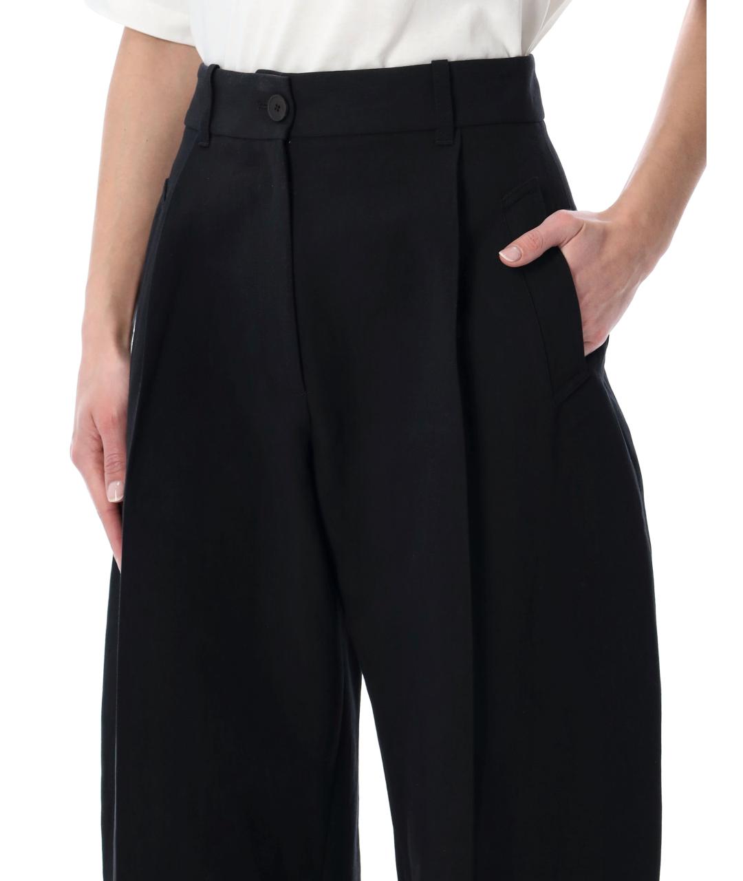 STUDIO NICHOLSON Черные хлопковые прямые брюки, фото 3