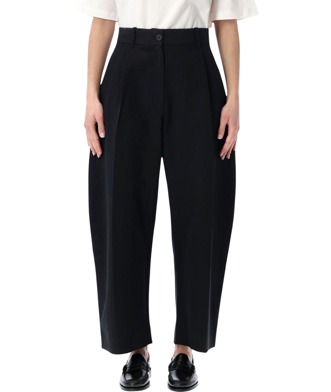 STUDIO NICHOLSON Черные хлопковые прямые брюки, фото 1