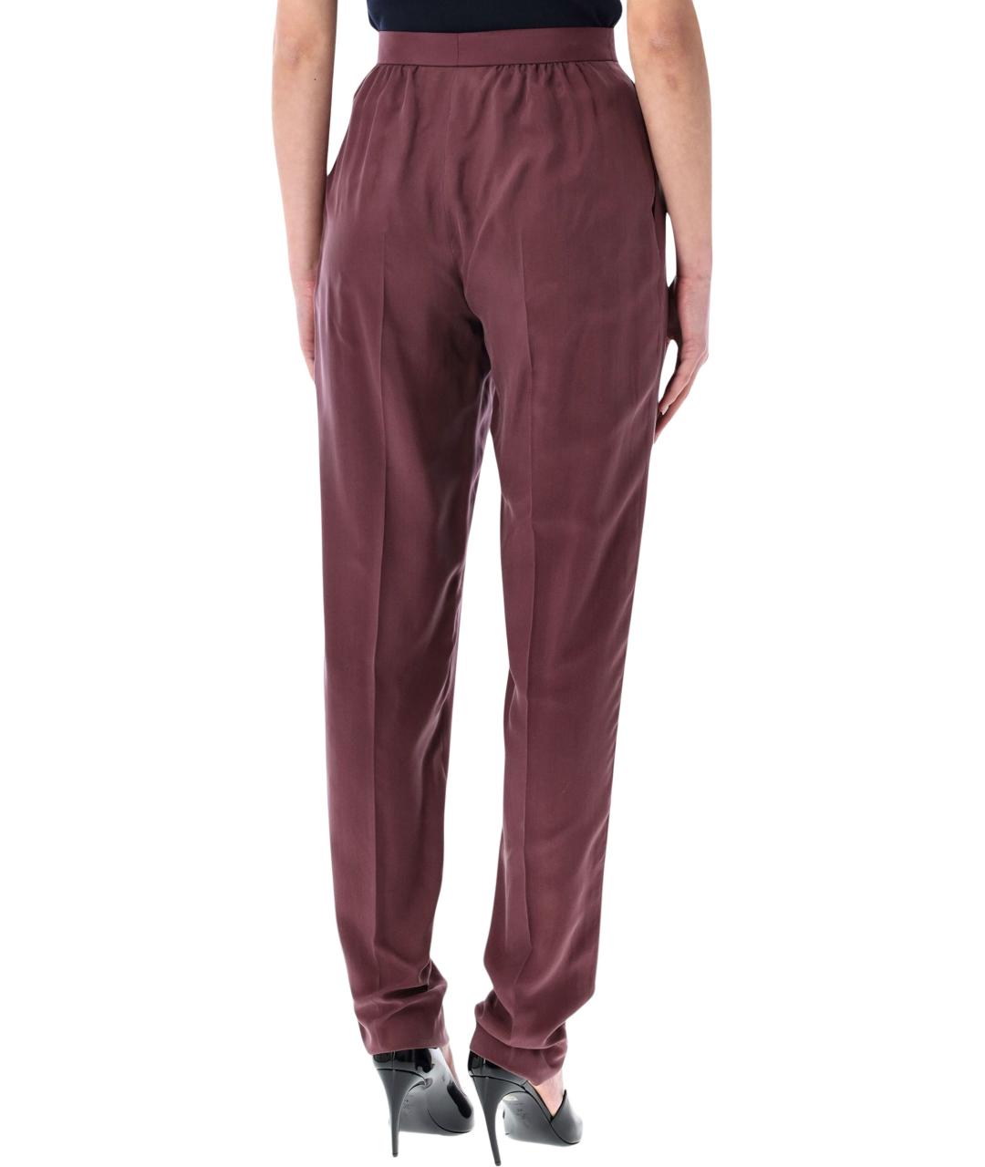 SAINT LAURENT Фиолетовые шелковые прямые брюки, фото 2