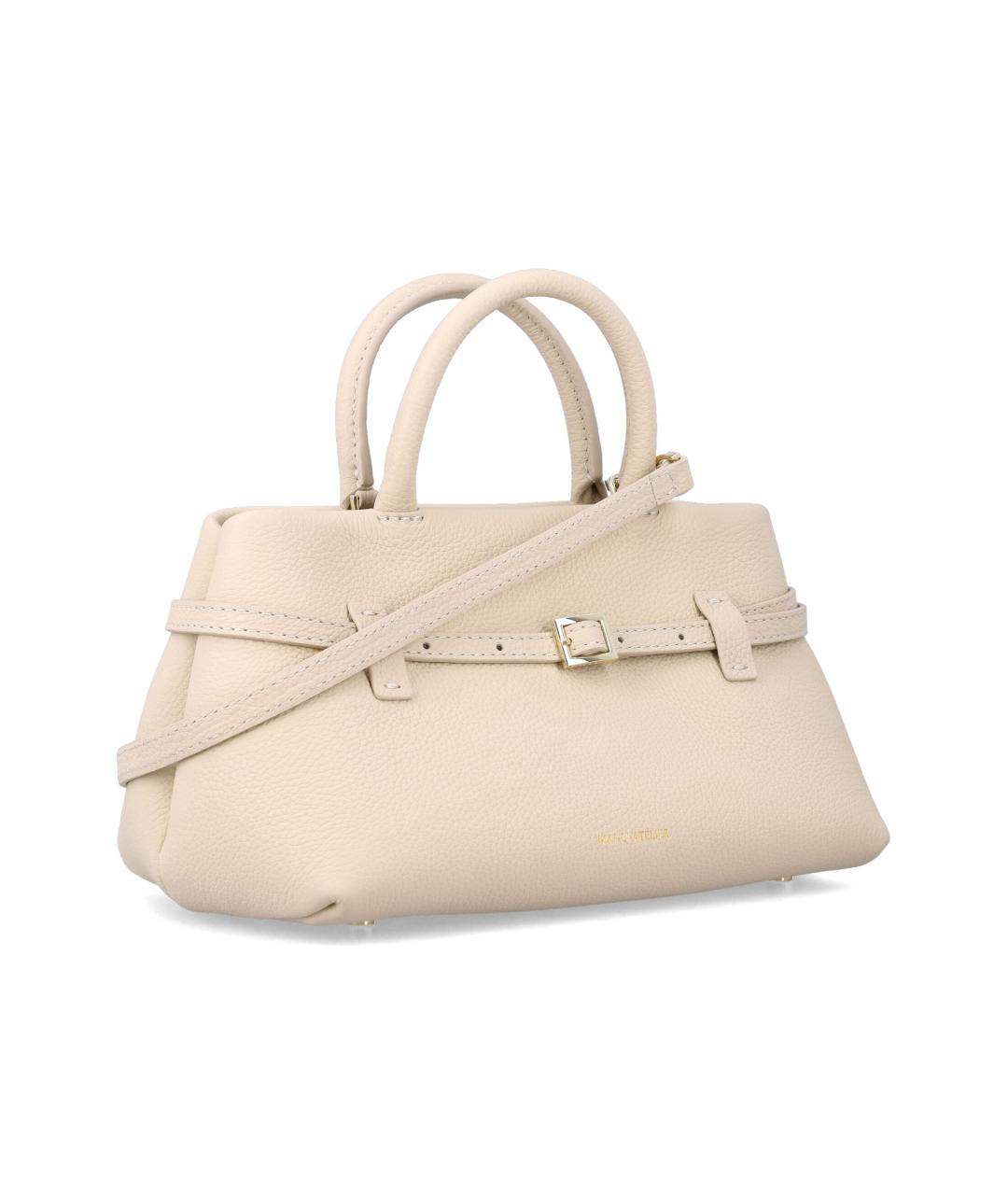 MANU ATELIER Бежевая кожаная сумка тоут, фото 2