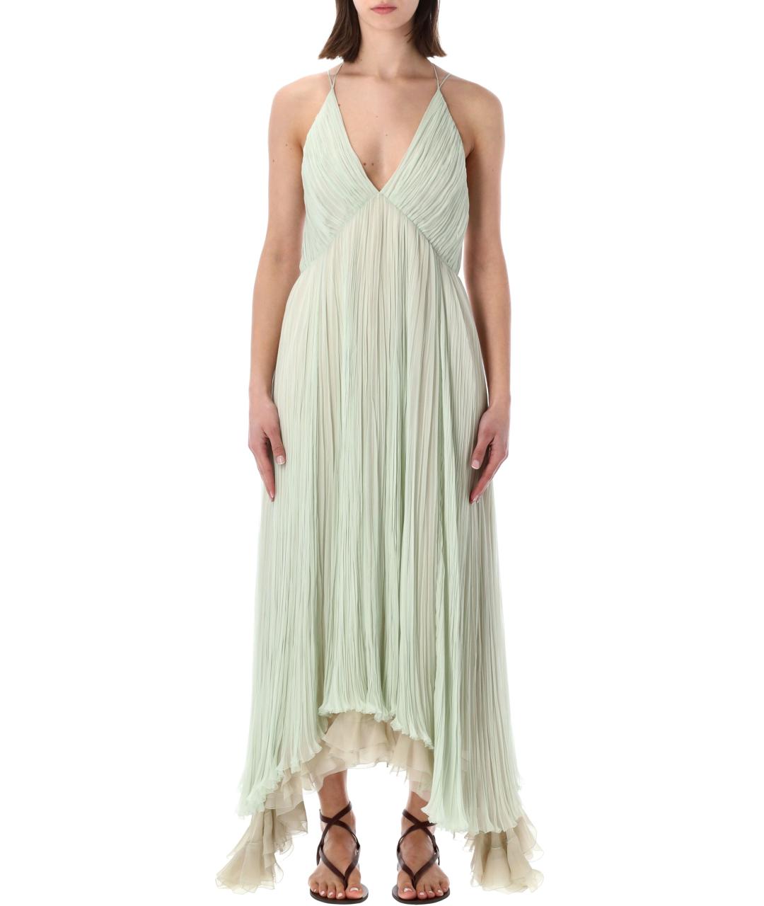 ALBERTA FERRETTI Зеленые шелковое платье, фото 1