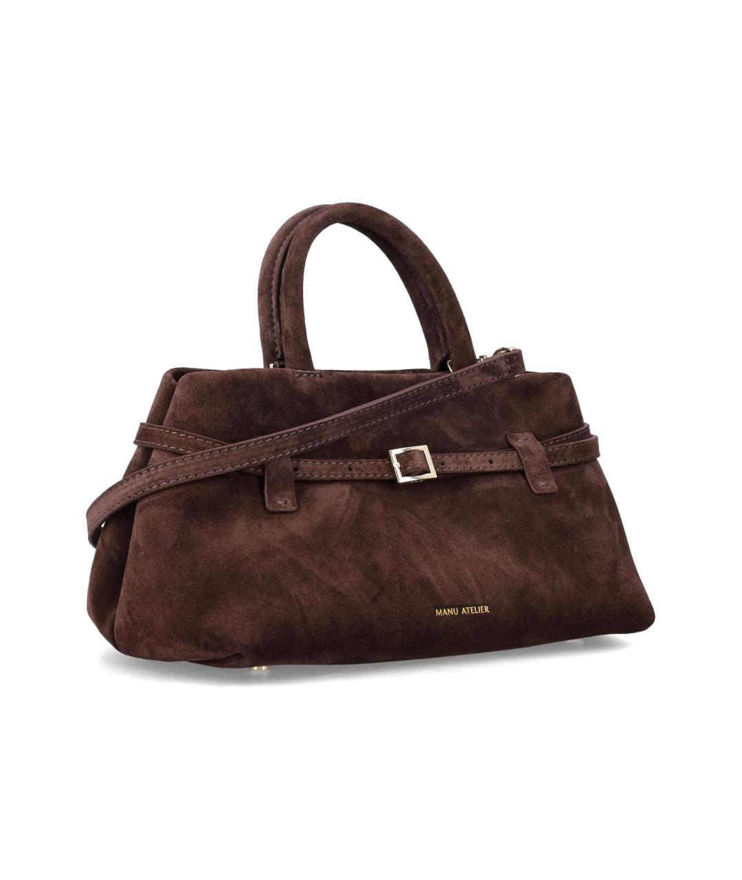 MANU ATELIER Коричневая замшевая сумка тоут, фото 2