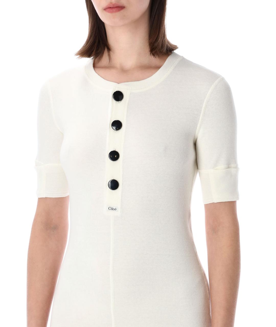 CHLOE Белое хлопковое повседневное платье, фото 3