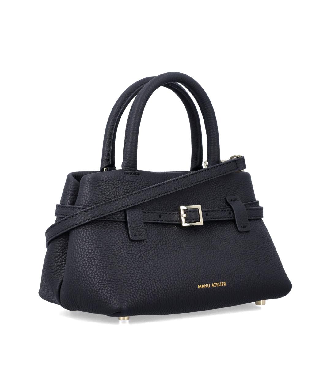 MANU ATELIER Черная кожаная сумка тоут, фото 2