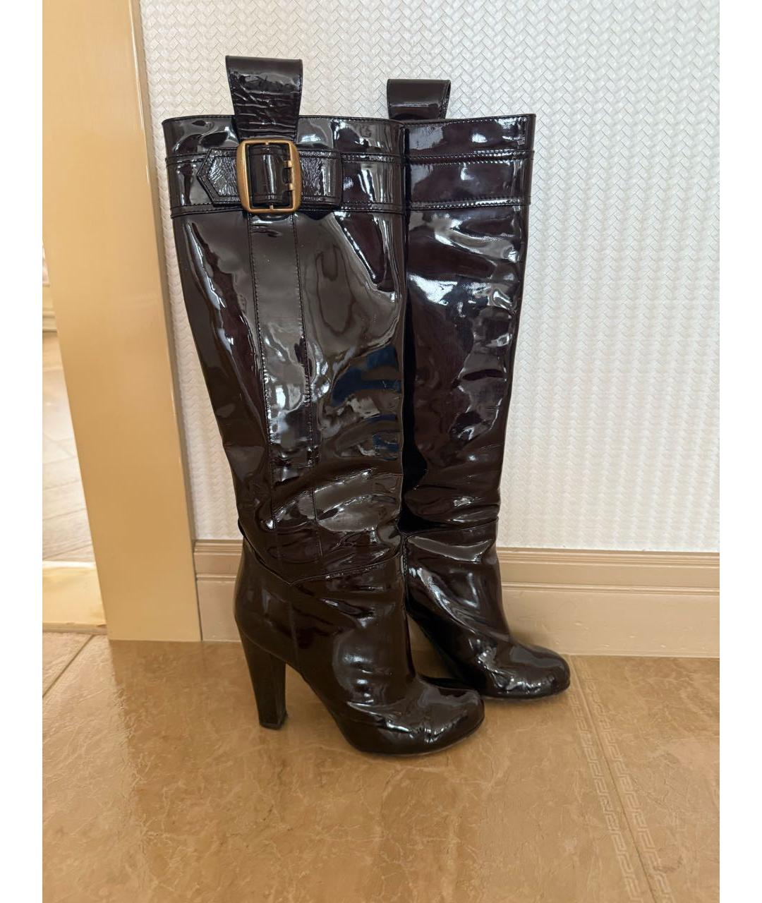 DOLCE&GABBANA Коричневые сапоги из лакированной кожи, фото 2