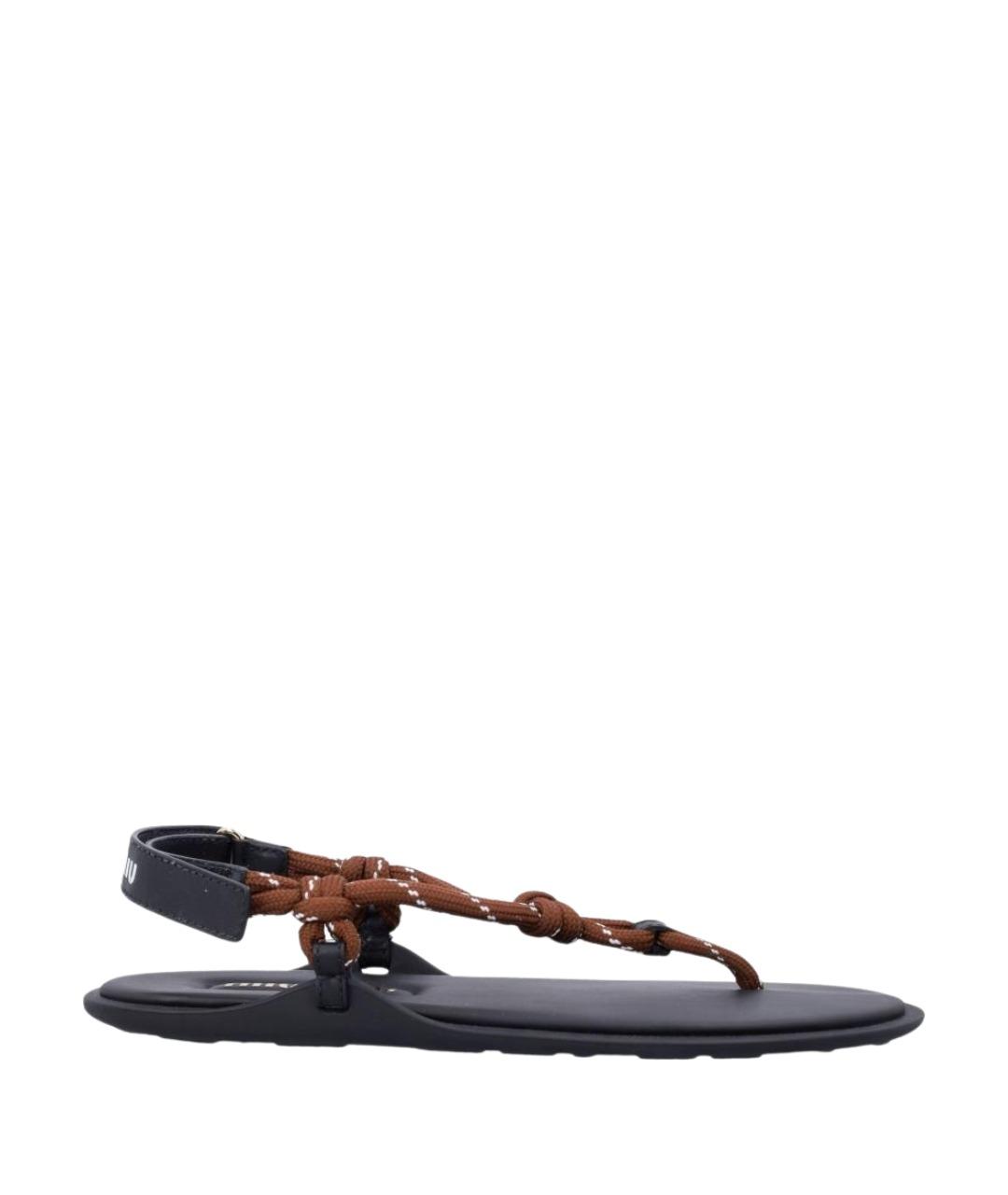 MIU MIU Коричневые текстильные сандалии, фото 1