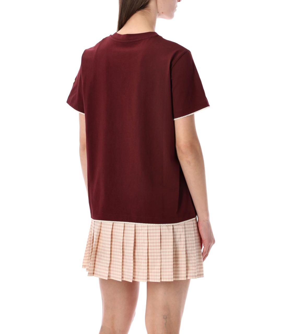 MONCLER Бордовая хлопковая футболка, фото 2