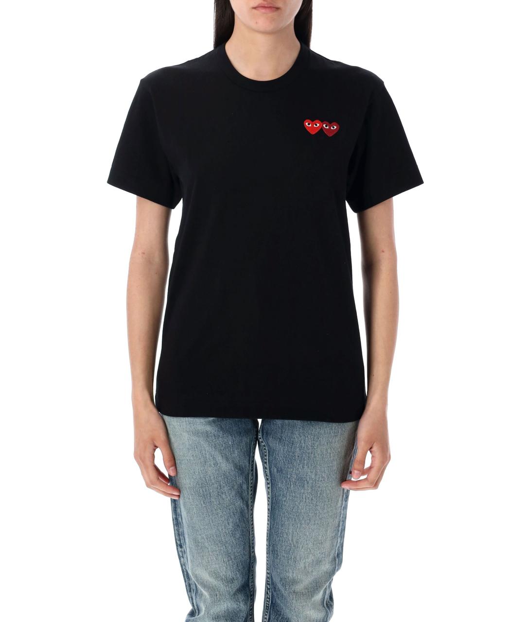 COMME DES GARÇONS PLAY Черная хлопковая футболка, фото 1