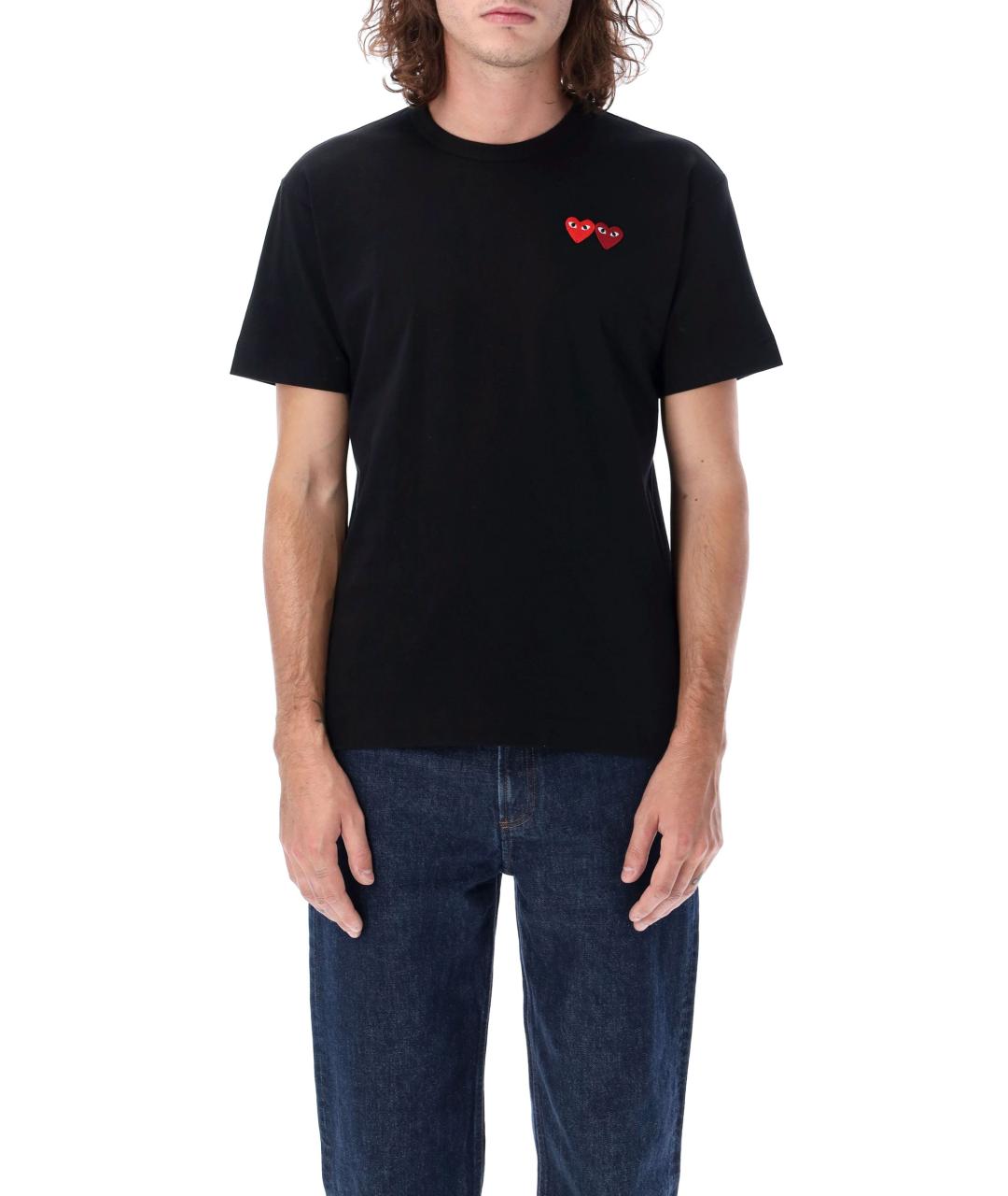 COMME DES GARÇONS PLAY Черная хлопковая футболка, фото 4