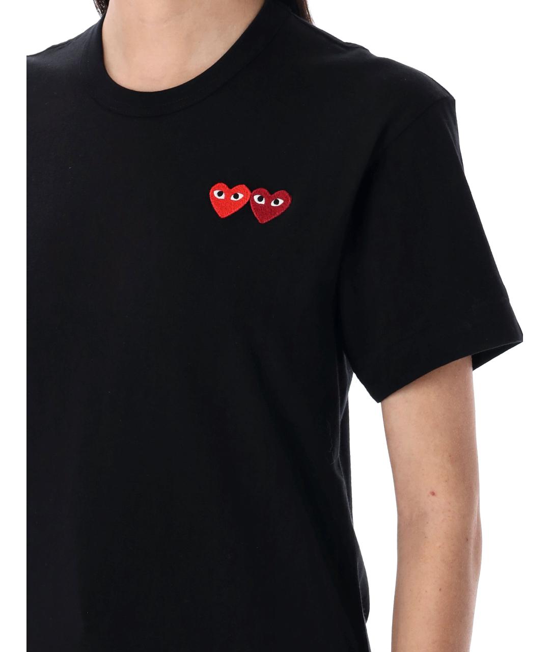 COMME DES GARÇONS PLAY Черная хлопковая футболка, фото 3