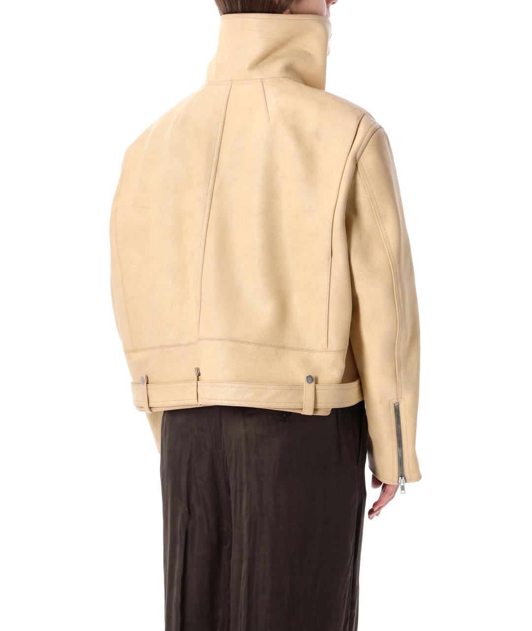 RICK OWENS Бежевая кожаная куртка, фото 2