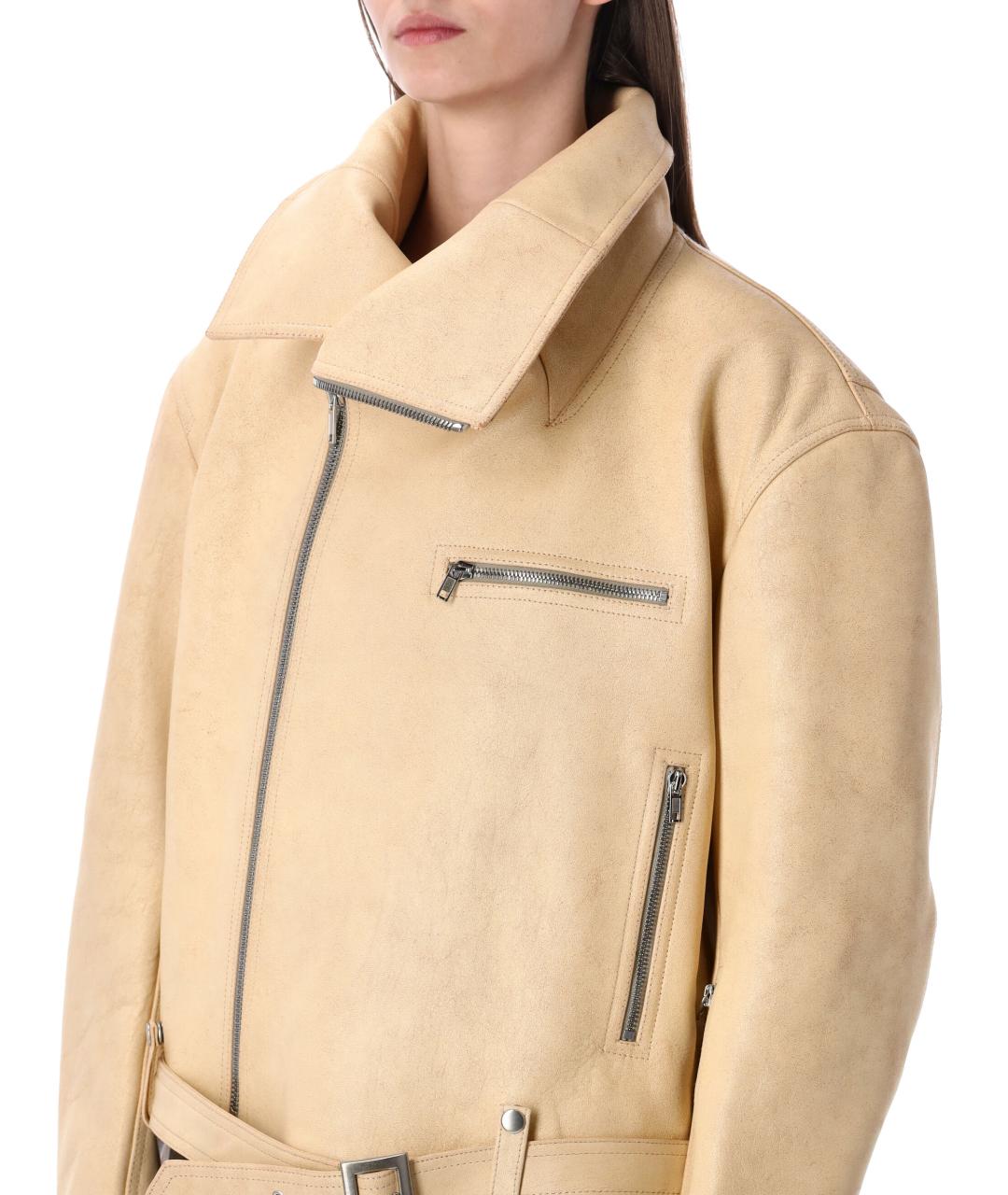 RICK OWENS Бежевая кожаная куртка, фото 3