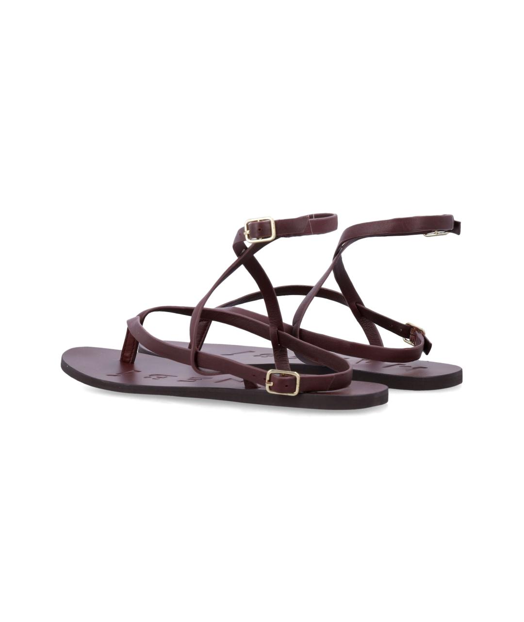 MANEBI Бордовые кожаные сандалии, фото 3