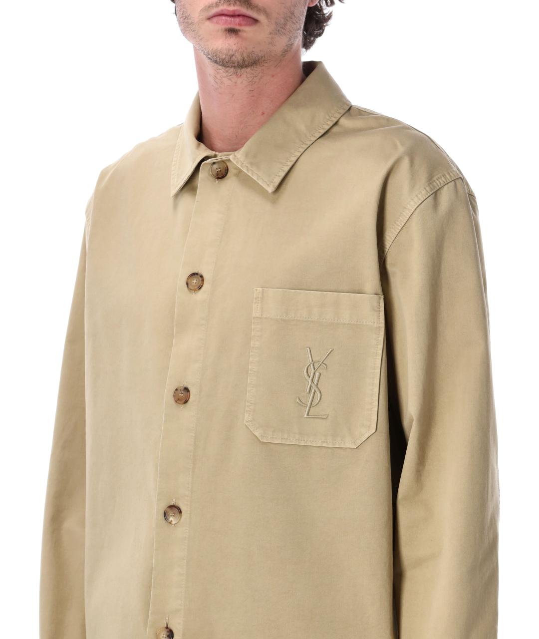 SAINT LAURENT Бежевая хлопковая куртка, фото 3