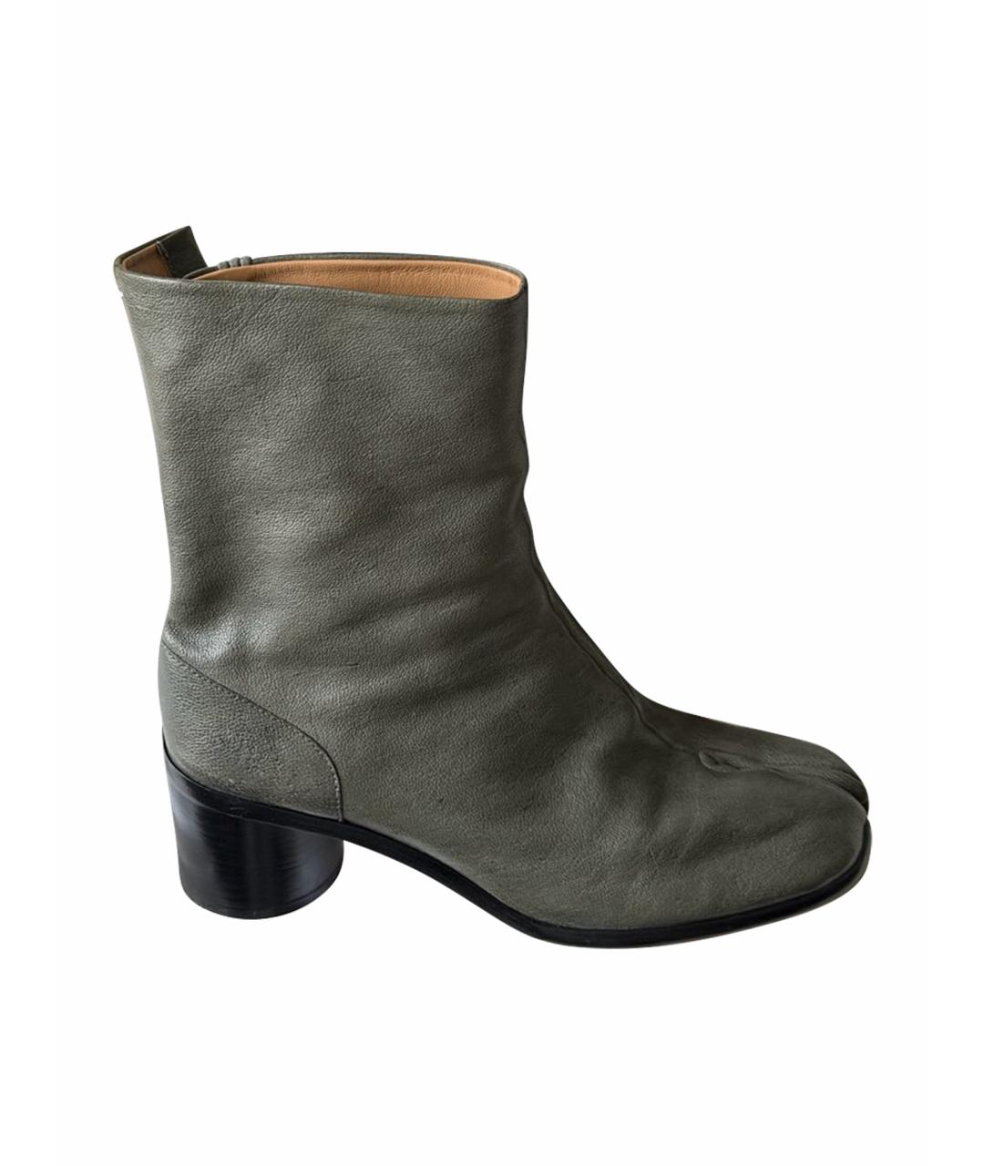 MAISON MARGIELA Хаки кожаные ботильоны, фото 1