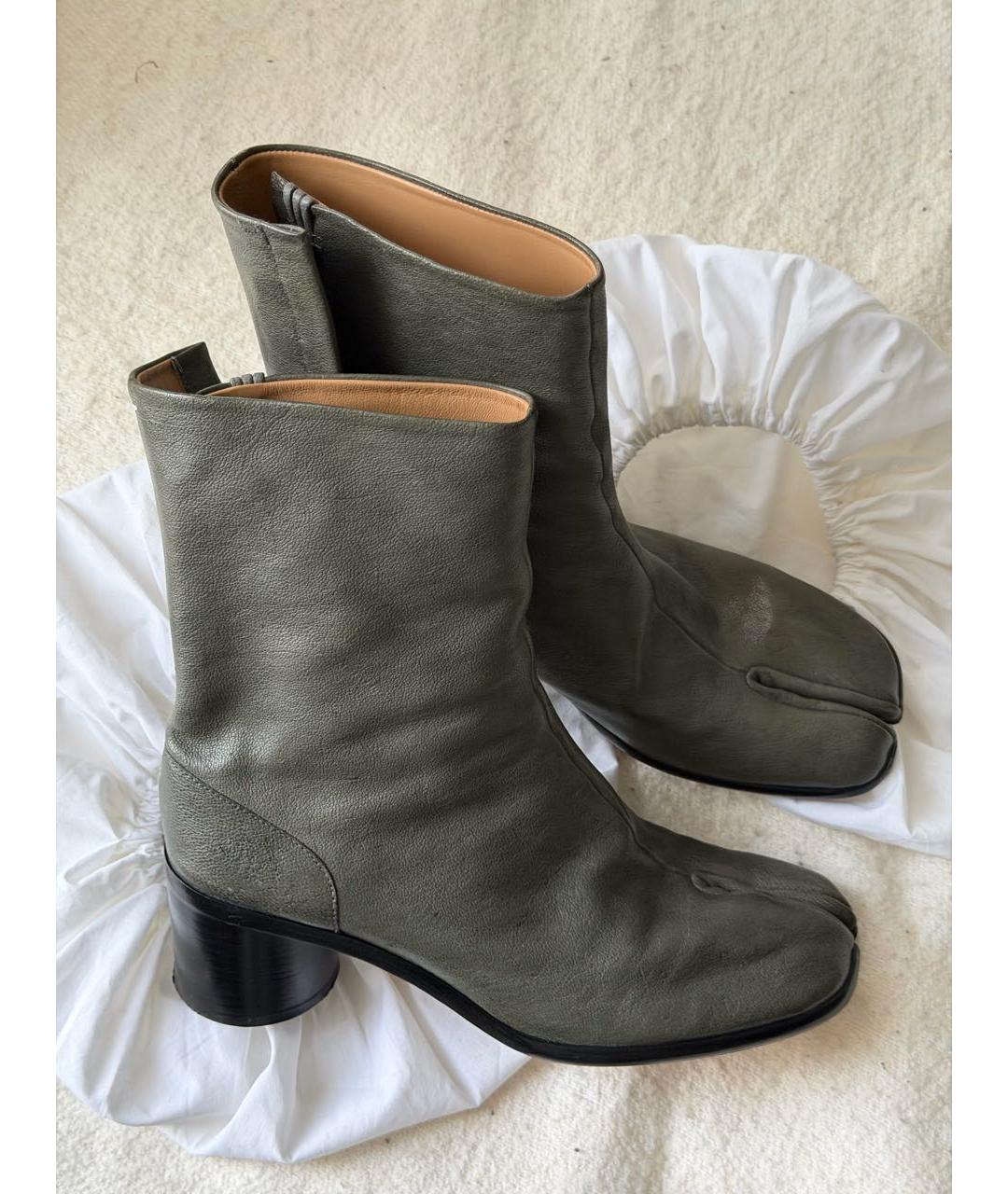 MAISON MARGIELA Хаки кожаные ботильоны, фото 2