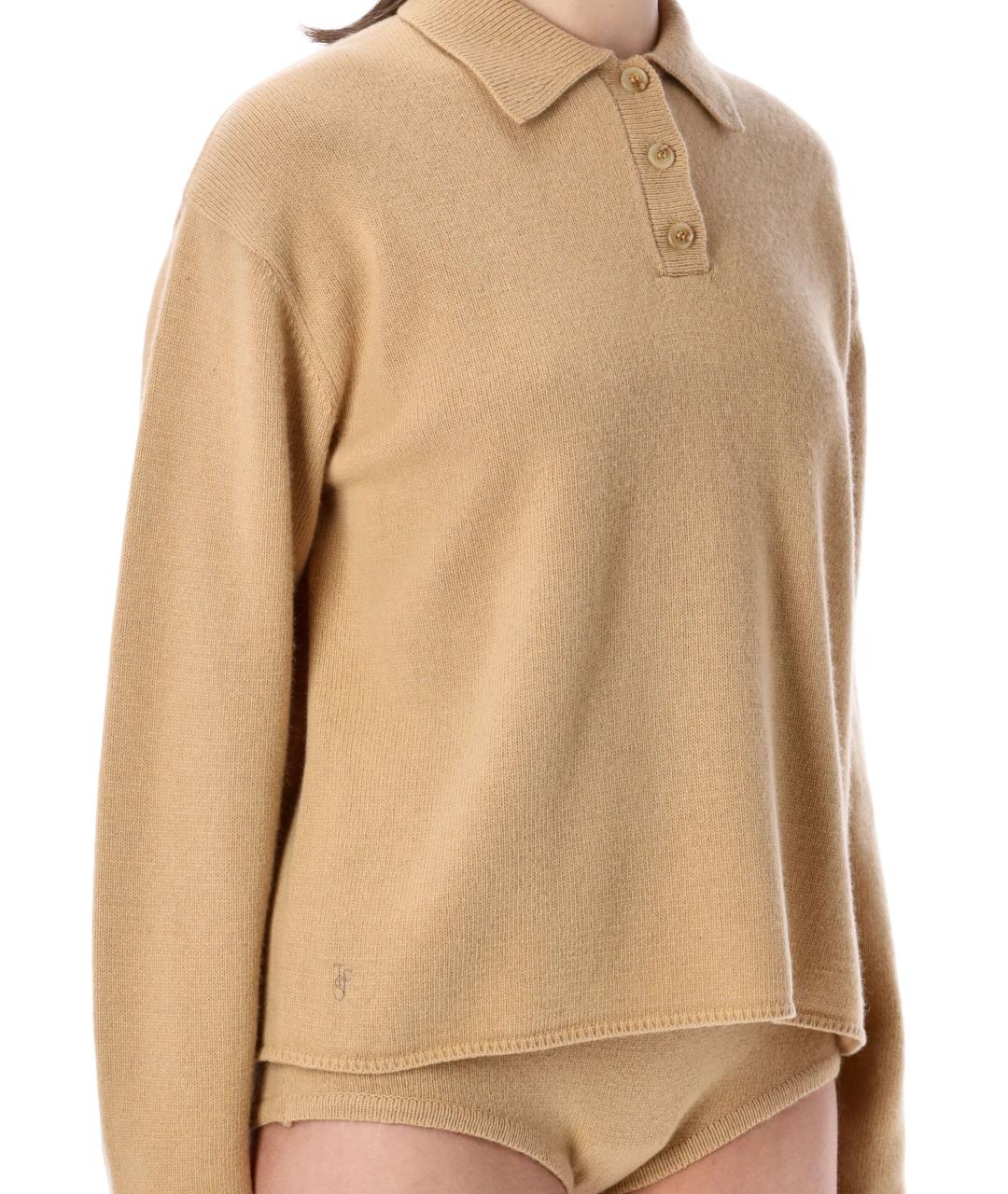 THE FRANKIE SHOP Бежевый шерстяной джемпер / свитер, фото 3