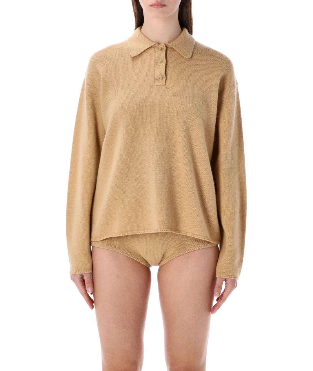 THE FRANKIE SHOP Бежевый шерстяной джемпер / свитер, фото 1