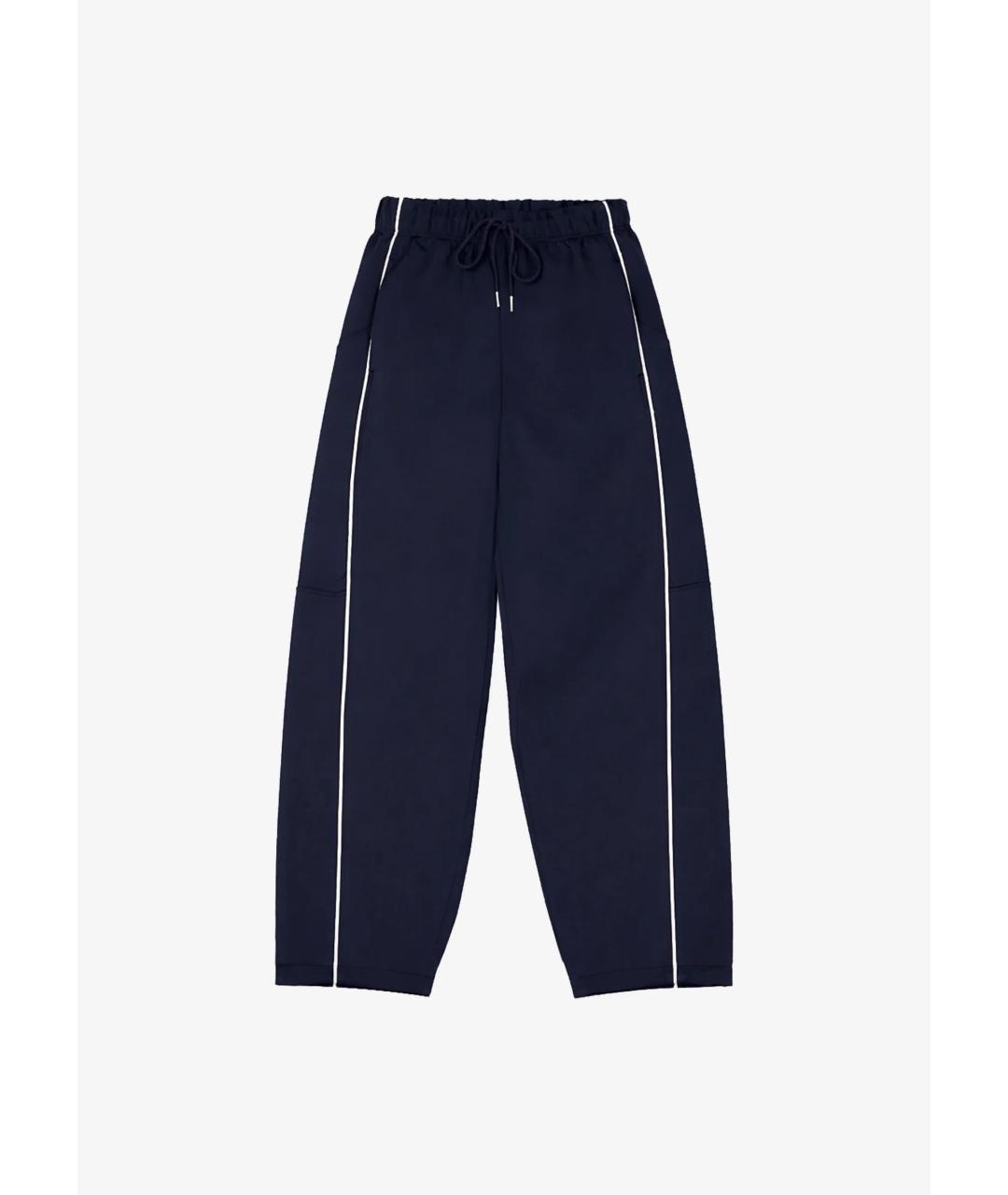 THE FRANKIE SHOP Синие полиэстеровые брюки широкие, фото 4